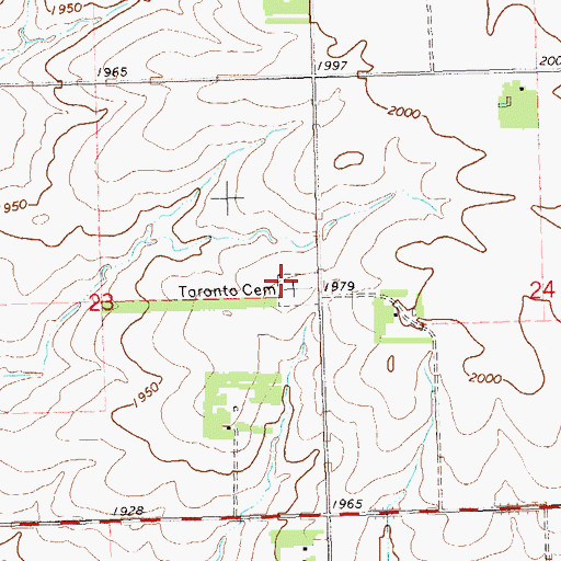 Topographic Map of Toronto Cemetery, SD