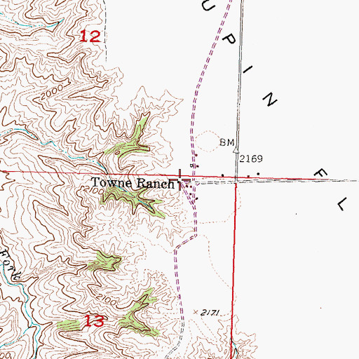 Topographic Map of Towne Ranch, SD