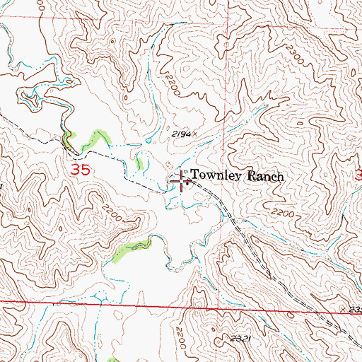 Topographic Map of Townley Ranch, SD