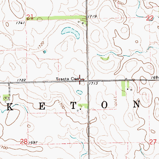 Topographic Map of Trasta Cemetery, SD