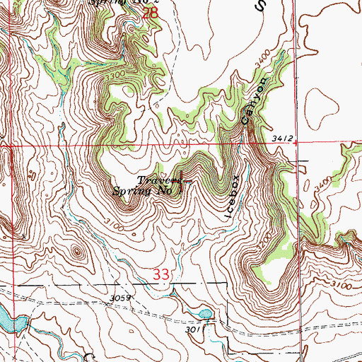 Topographic Map of Travers Spring Number One, SD