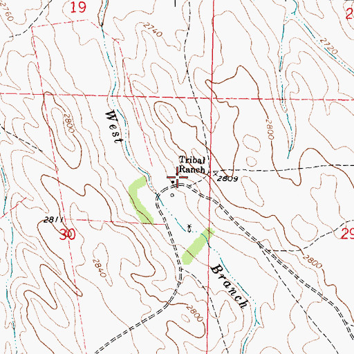 Topographic Map of Tribal Ranch, SD
