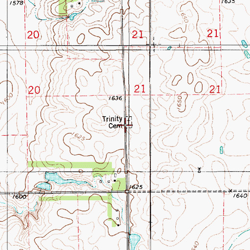Topographic Map of Robey Cemetery, SD
