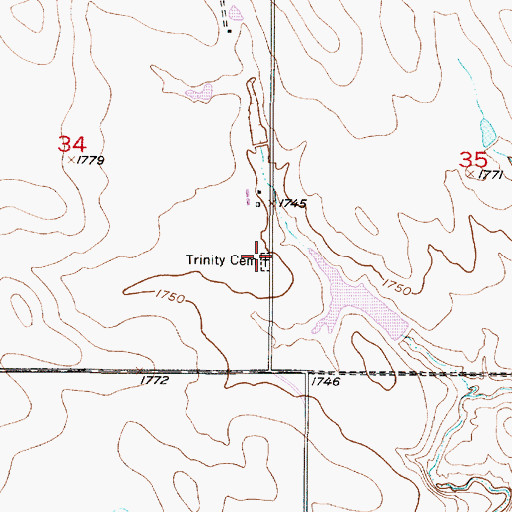 Topographic Map of Trinity - Old Lutheran Cemetery, SD