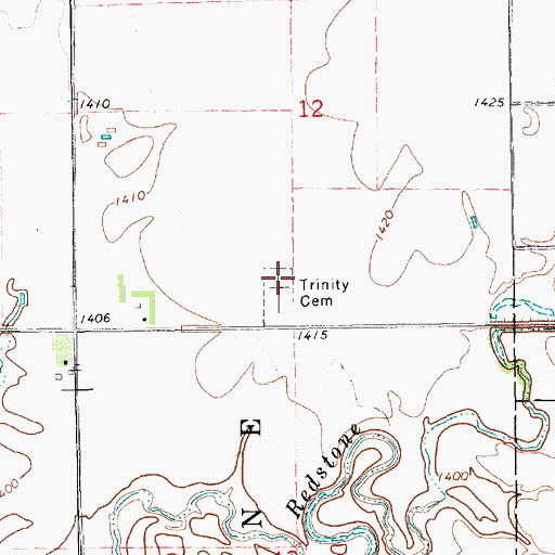 Topographic Map of Trinity Lutheran Cemetery, SD