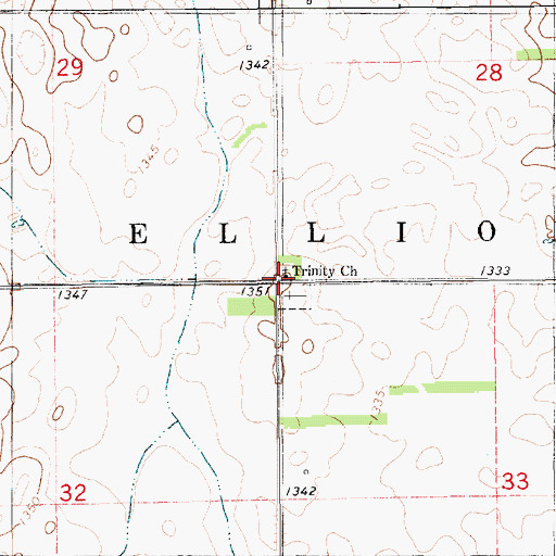 Topographic Map of Trinity Church, SD