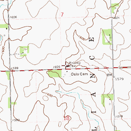 Topographic Map of Trinity Church, SD