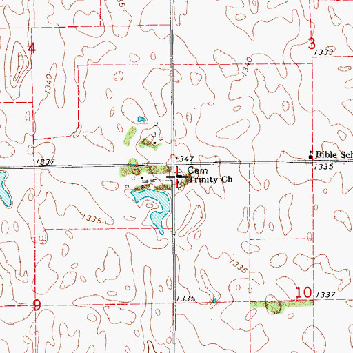 Topographic Map of Trinity Church, SD