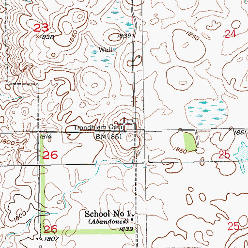 Topographic Map of Trondhjem Cemetery, SD