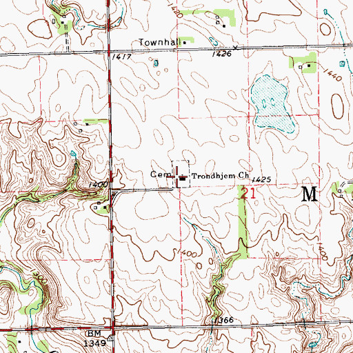 Topographic Map of Trondhjem Church, SD