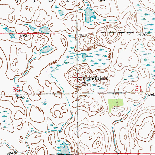 Topographic Map of Trondhjem Church, SD