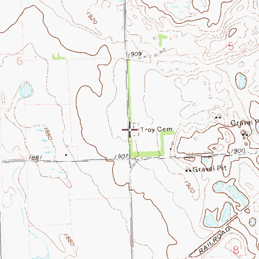 Topographic Map of Troy Cemetery, SD