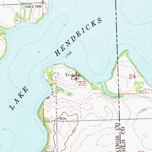 Topographic Map of Trulock Cemetery, SD