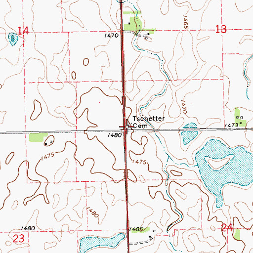 Topographic Map of Tschetter Cemetery, SD