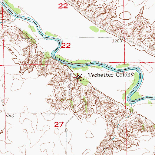 Topographic Map of Tschetter Colony, SD