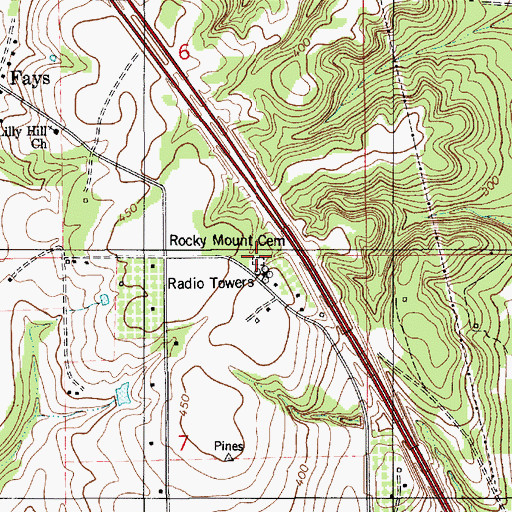 Topographic Map of Rocky Mount Cemetery, AL