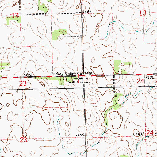 Topographic Map of Turkey Valley Church, SD
