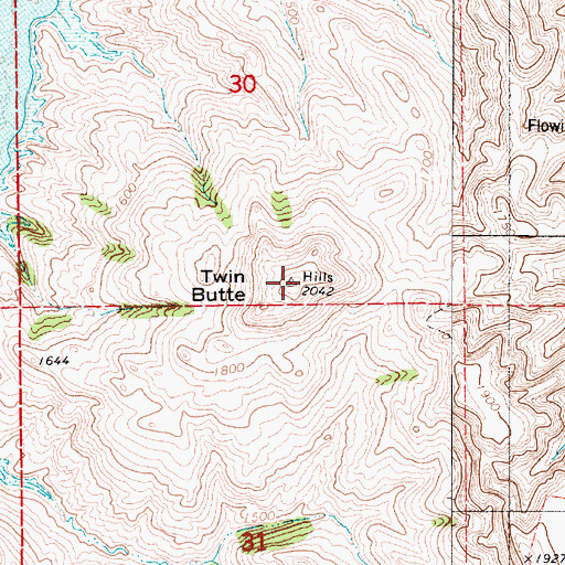 Topographic Map of Twin Butte, SD