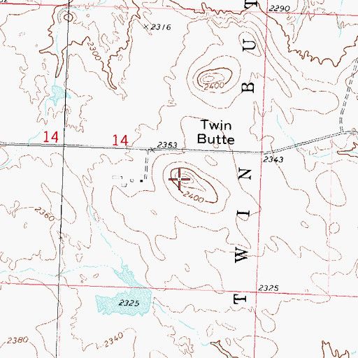 Topographic Map of Twin Butte, SD