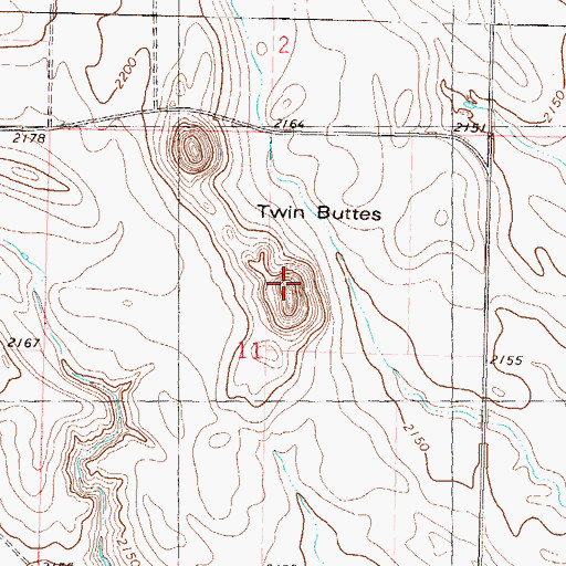 Topographic Map of Twin Buttes, SD