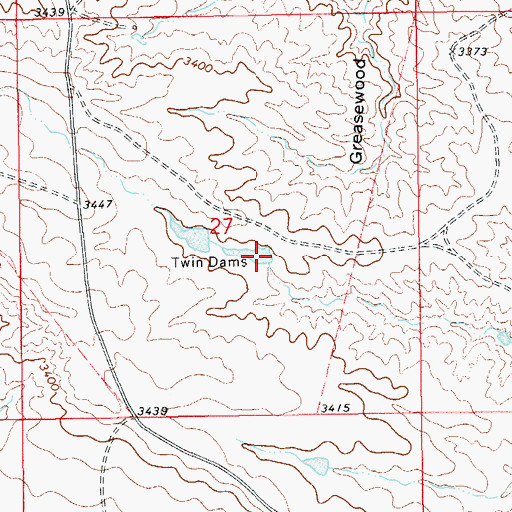 Topographic Map of Twin Dams, SD