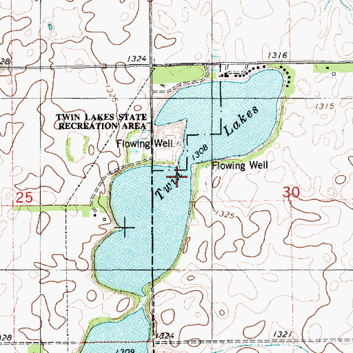 Topographic Map of Twin Lakes, SD