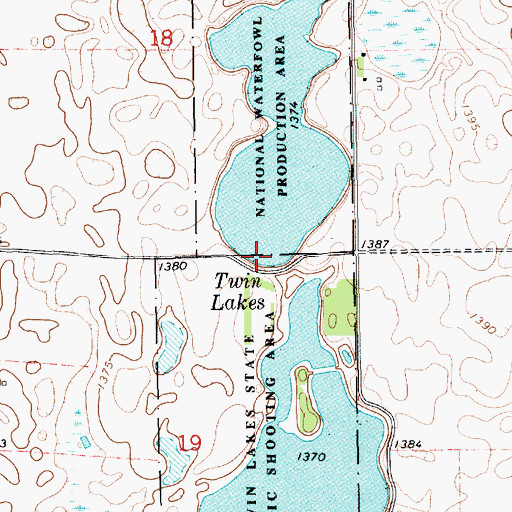 Topographic Map of Twin Lakes, SD