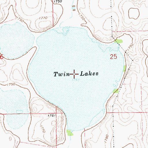 Topographic Map of Twin Lakes, SD
