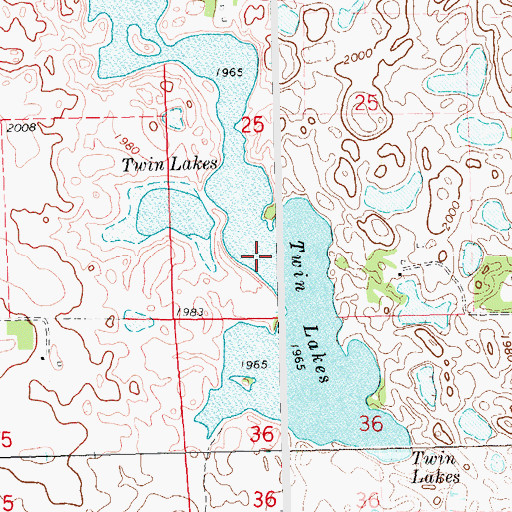 Topographic Map of Twin Lakes, SD