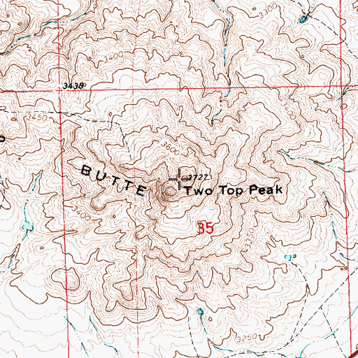 Topographic Map of Two Top Peak, SD