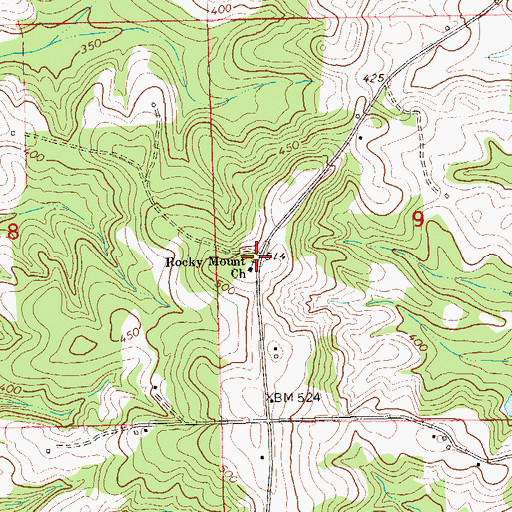 Topographic Map of Rocky Mount Church, AL