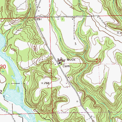 Topographic Map of Rocky Mount Church, AL
