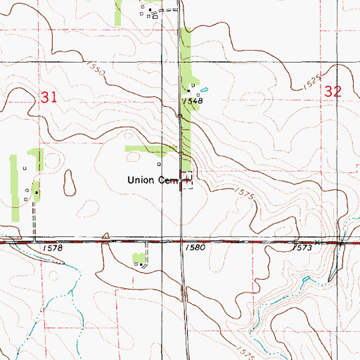 Topographic Map of Union Cemetery, SD