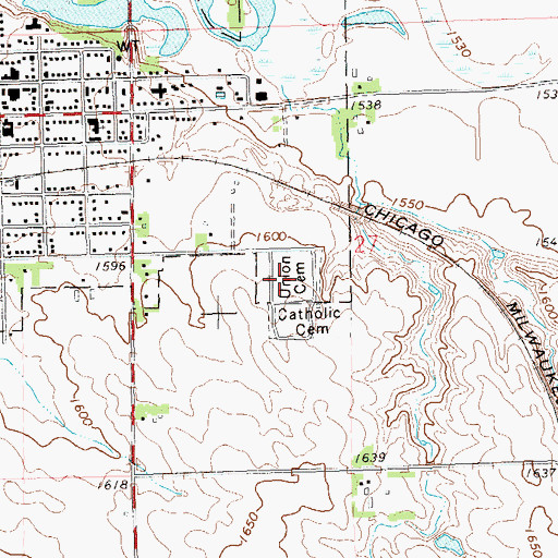 Topographic Map of Union Cemetery, SD