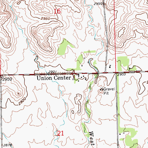 Topographic Map of Union Center, SD