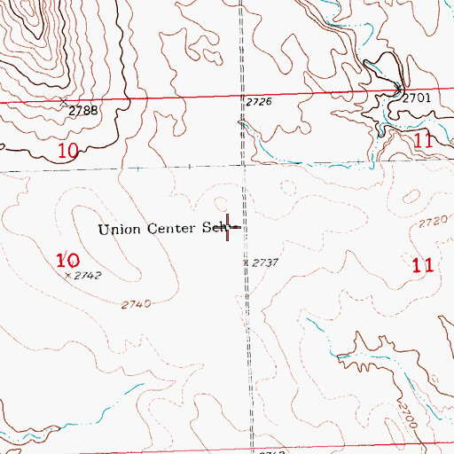 Topographic Map of Union Center School, SD