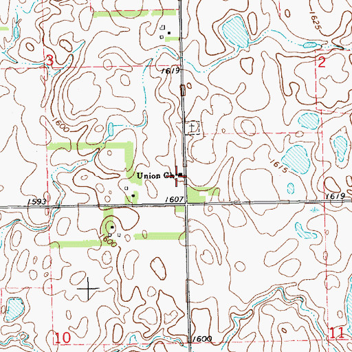 Topographic Map of Union Church, SD