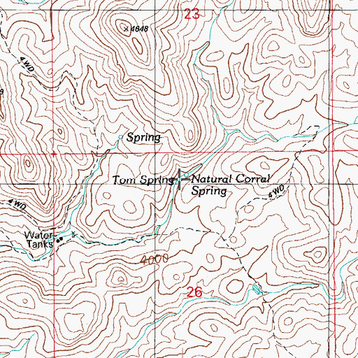 Topographic Map of Tom Spring, AZ