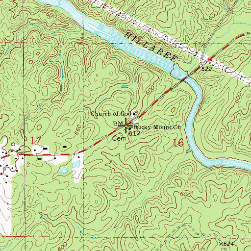 Topographic Map of Rocky Mount Baptist Church, AL