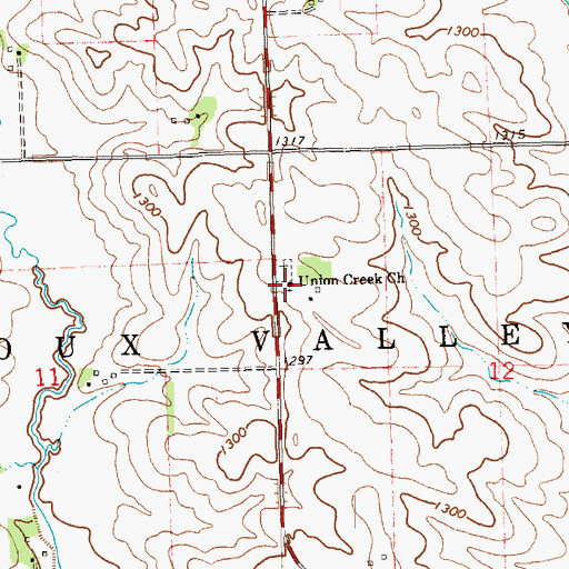 Topographic Map of Union Creek Church, SD
