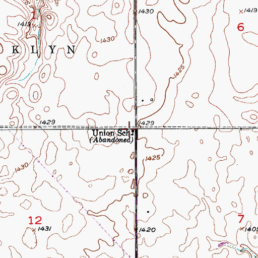 Topographic Map of Union School, SD
