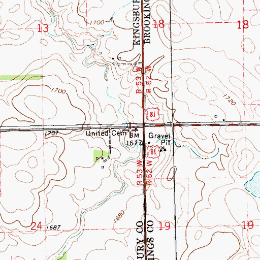 Topographic Map of United Cemetery, SD