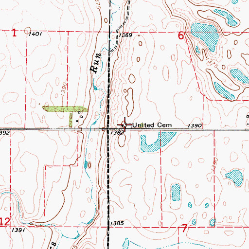 Topographic Map of United Cemetery, SD