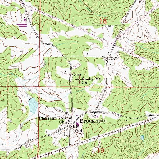 Topographic Map of Rocky Mount Primitive Baptist Church, AL