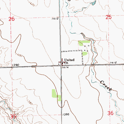 Topographic Map of United Church, SD