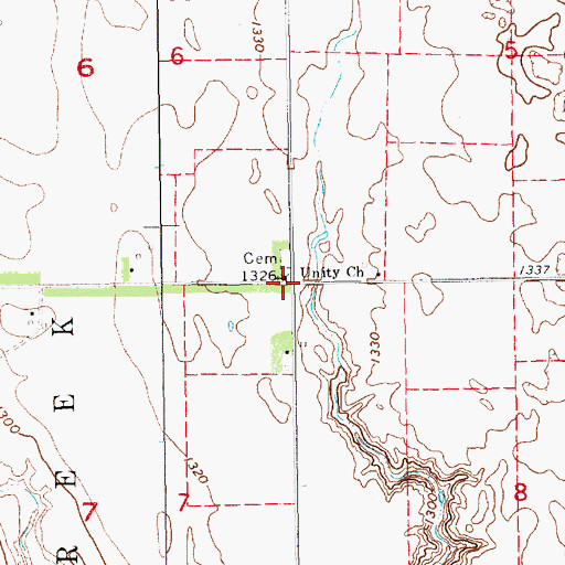 Topographic Map of Unity Church, SD