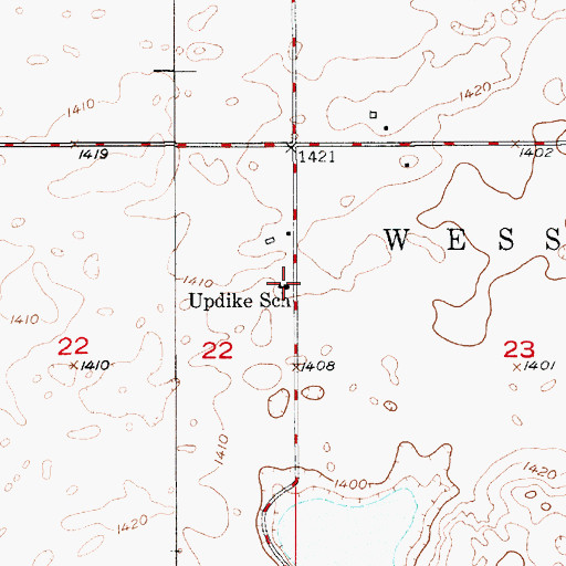 Topographic Map of Updike School, SD