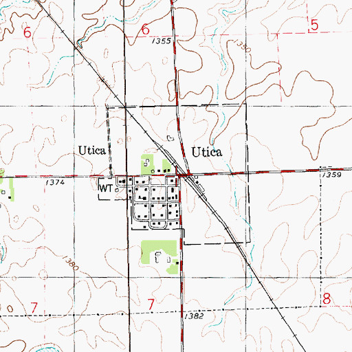 Topographic Map of Utica, SD