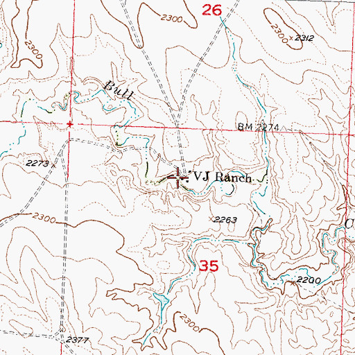 Topographic Map of V J Ranch, SD