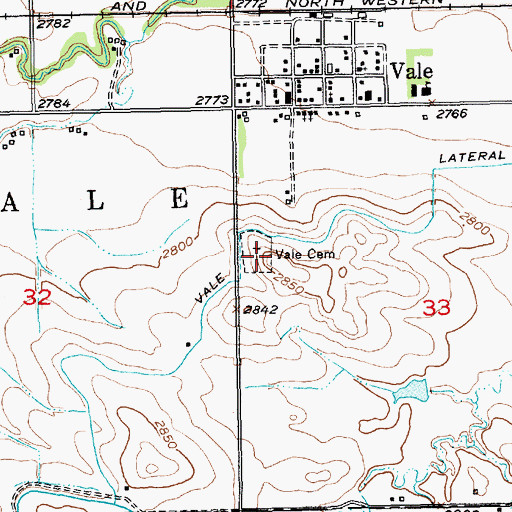 Topographic Map of Vale Cemetery, SD